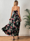 Tropical Print Split Thigh Cami Dress