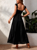 Chiffon Flying Sleeve Ruffle Hem Dress