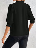 Frill Trim Lantern Sleeve Blouse