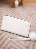 White Embroidery Multi-card Slots Long Wallet