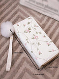 White Embroidery Multi-card Slots Long Wallet