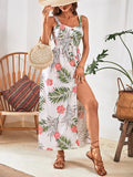 Tropical Print Button Front Cami Dress