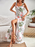 Tropical Print Button Front Cami Dress