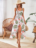 Tropical Print Button Front Cami Dress