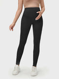 Black Wide Waistband Solid Leggings