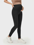 Black Wide Waistband Solid Leggings