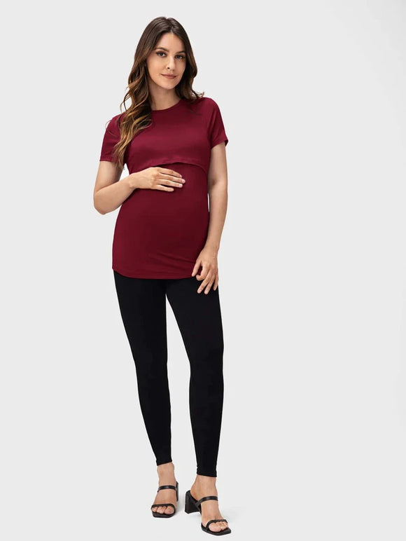 Burgundy Solid Nursing Tee