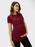 Burgundy Solid Nursing Tee