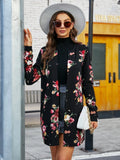 Floral Print Open Front Coat