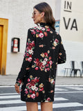 Floral Print Open Front Coat