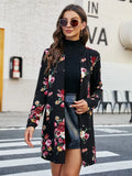 Floral Print Open Front Coat