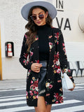 Floral Print Open Front Coat