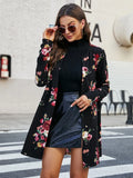 Floral Print Open Front Coat