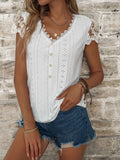 Contrast Lace Button Front Te