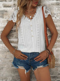 Contrast Lace Button Front Te