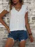 Contrast Lace Button Front Te