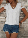 Contrast Lace Button Front Te