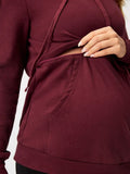 Nursing Drawstring Detail Pocket Front Sweatshirt