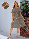 Allover Print Flounce Sleeve Nursing Dress