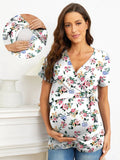 Floral Print Knot Side Nursing Tee