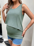 Mint Green Ribbed Knit Nursing Tank Top