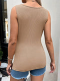 Khaki Ribbed Knit Nursing Tank Top