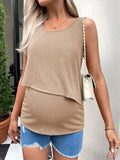 Khaki Ribbed Knit Nursing Tank Top