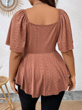 Twist Front Butterfly Sleeve Peplum Schiffy Tee