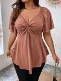 Twist Front Butterfly Sleeve Peplum Schiffy Tee