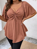 Twist Front Butterfly Sleeve Peplum Schiffy Tee