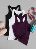 Running 3pcs Solid Racer Back Sports Tank Top