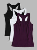 Running 3pcs Solid Racer Back Sports Tank Top