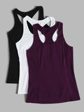 Running 3pcs Solid Racer Back Sports Tank Top