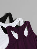 Running 3pcs Solid Racer Back Sports Tank Top