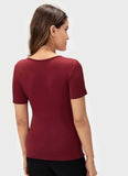 Maroon Maternity Wrap Tie Front Top