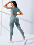 Mint Green Seamless High Stretch Sports Tee & Leggings