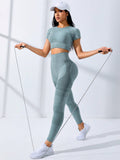 Mint Green Seamless High Stretch Sports Tee & Leggings