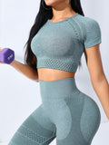 Mint Green Seamless High Stretch Sports Tee & Leggings