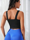 Yoga Basic Solid Color Striped Knitted Sports Tank Top