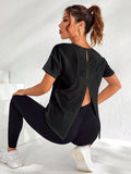 Split Back Asymmetrical Hem Sports Tee