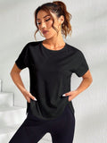 Split Back Asymmetrical Hem Sports Tee