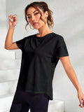 Split Back Asymmetrical Hem Sports Tee